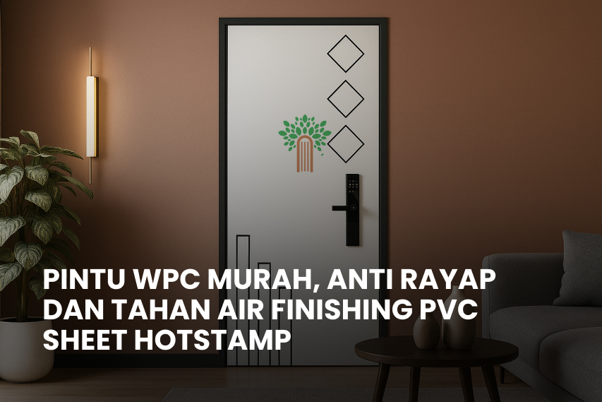 Pintu WPC Murah, Anti Rayap dan Tahan Air Finishing PVC Sheet Hotstamp